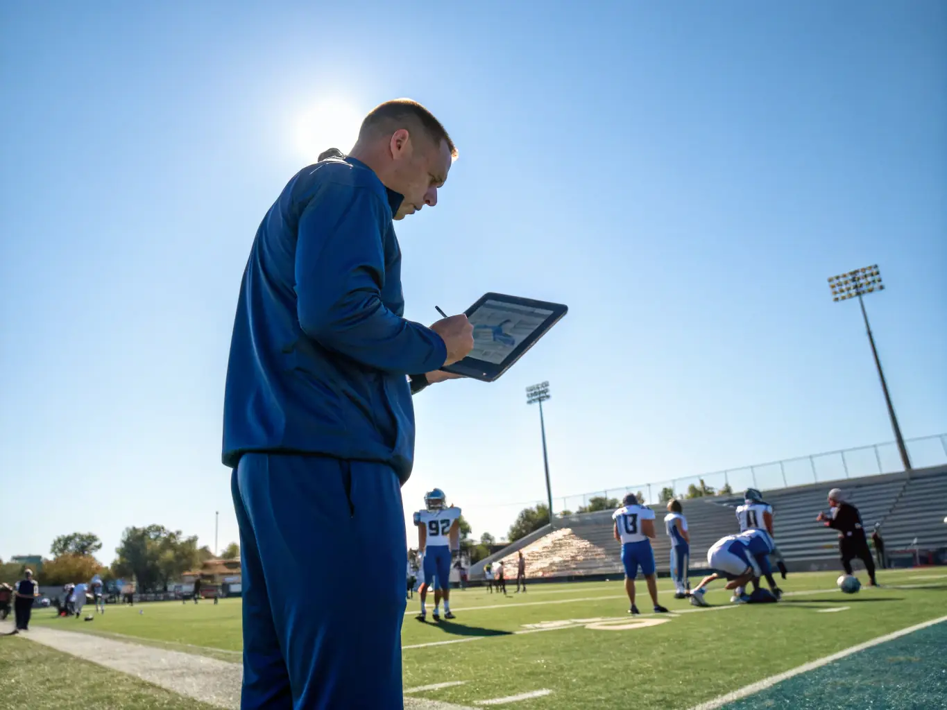 An image of a coach guiding players through a drill, emphasizing the importance of discipline and structured training within ASSOCIATION ATHLÉTIQUE MASSIACOISE – SECTION FOOTBALL.
